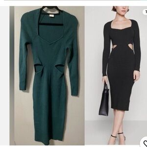 Abercrombie & Fitch Teal Long Sleeve Cutout Dress
